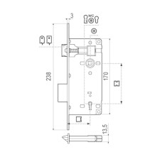 Zámok WC DM50 LM90 Mosadz