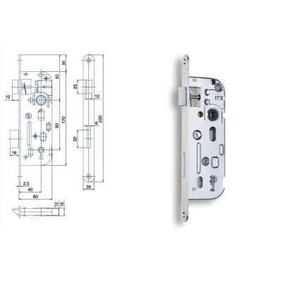 Zámok 01-15 C P-L BZn 90/60/40 obyčajný kľúč Hobes