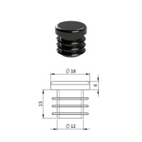 Zátka na rúrky kruhová čierna 18mm Zátka na rúrky kruhová čierna 18mm