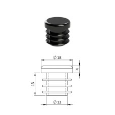 Zátka na rúrky kruhová čierna 18mm Zátka na rúrky kruhová čierna 18mm
