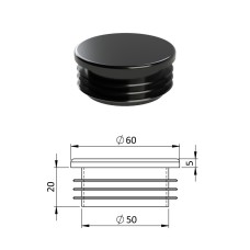 Zátka na rúrky kruhová čierna 60mm Zátka na rúrky kruhová čierna 60mm