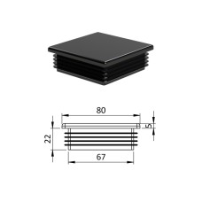 Zátka štvorcová plastová čierna 80x80mm Zátka štvorcová plastová čierna 80x80mm