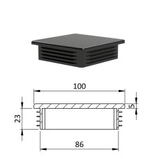 Zátka štvorcová plastová čierna 100x100mm Zátka štvorcová plastová čierna 100x100mm