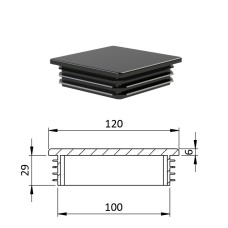 Zátka štvorcová plastová čierna 120x120mm Zátka štvorcová plastová čierna 120x120mm