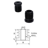 Zátka s maticou M8 kruhová plastová čierna 25mm
