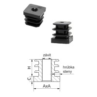 Zátka s maticou M8 štvorcová plastová čierna 20x20mm Zátka s maticou M8 štvorcová plastová čierna 20x20mm