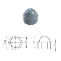 Krytka klobukova 6 hranná M16 SW24 šedá