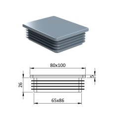 Zátka obdlžníková plastová šedá 80x100mm Zátka obdlžníková plastová šedá 80x100mm