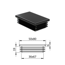 Zátka obdlžníková plastová čierna 80x50mm Zátka obdlžníková plastová čierna 80x50mm