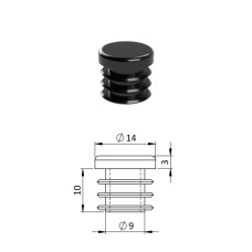 Zátka na rúrky kruhová čierna 14mm Zátka na rúrky kruhová čierna 14mm