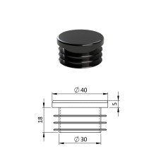 Zátka na rúrky kruhová čierna 40mm Zátka na rúrky kruhová čierna 40mm