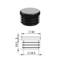 Zátka na rúrky kruhová čierna 30mm Zátka na rúrky kruhová čierna 30mm
