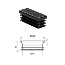 Zátka obdlžníková plastová čierna 50x20mm Zátka obdlžníková plastová čierna 50x20mm