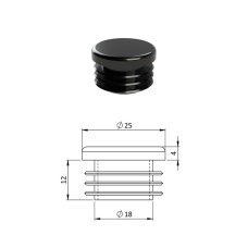 Zátka na rúrky kruhová čierna 25mm Zátka na rúrky kruhová čierna 25mm
