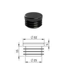 Zátka na rúrky kruhová čierna 32mm Zátka na rúrky kruhová čierna 32mm