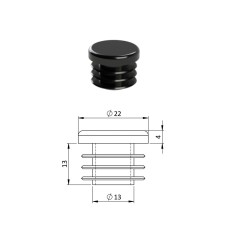 Zátka na rúrky kruhová čierna 22mm Zátka na rúrky kruhová čierna 22mm