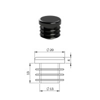 Zátka na rúrky kruhová čierna 20mm Zátka na rúrky kruhová čierna 20mm