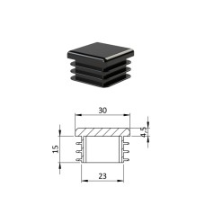 Zátka štvorcová plastová čierna 30x30mm Zátka štvorcová plastová čierna 30x30mm