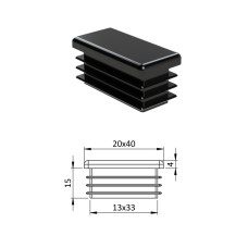 Zátka obdlžníková plastová čierna 40x20mm Zátka obdlžníková plastová čierna 40x20mm