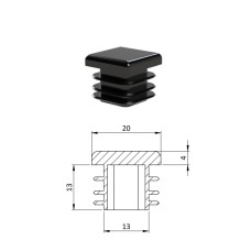 Zátka štvorcová plastová čierna 20x20mm Zátka štvorcová plastová čierna 20x20mm