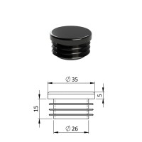 Zátka na rúrky kruhová čierna 35mm Zátka na rúrky kruhová čierna 35mm