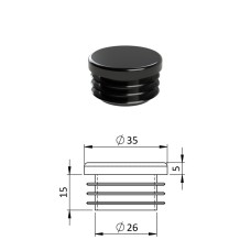 Zátka na rúrky kruhová čierna 35mm Zátka na rúrky kruhová čierna 35mm