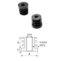 Zátka s maticou M10 kruhová plastová čierna 30mm