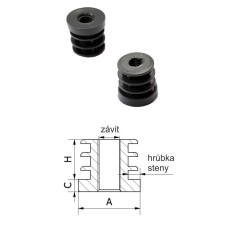 Zátka s maticou M10 kruhová plastová čierna 30mm