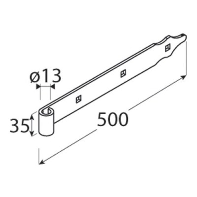 Záves pásový čierny 500x35x4mm fi13mm