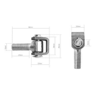 Záves navarovací nastavitelný šróbovací s obdlžníkovou platničkou 75x37mm ZRP M12